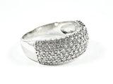 Beautiful Multi Row Pave CZ Setting Silver Ring