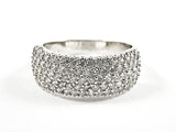 Beautiful Multi Row Pave CZ Setting Silver Ring