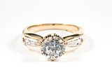 Classic Round Center CZ With CZ Sides Gold Tone Silver Rings