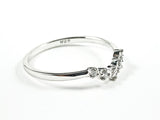 Classic Dainty V Shape Form CZ Silver Band Ring
