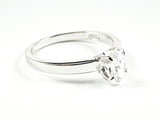 Classic Single Marquise Shape CZ Solitaire Silver Ring