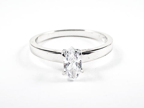 Classic Single Marquise Shape CZ Solitaire Silver Ring
