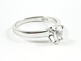Classic Single Pear Shape CZ Solitaire Silver Ring