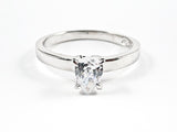 Classic Single Pear Shape CZ Solitaire Silver Ring
