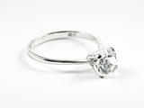 Classic Single Stone Round Center CZ Solitaire Style Silver Ring