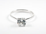 Classic Single Stone Round Center CZ Solitaire Style Silver Ring