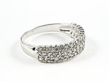Classic Single Row Textured CZ Style Silver Ring