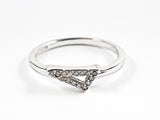 Cute Dainty Triangle Shape Center CZ Design Silver Ring