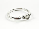 Cute Dainty Triangle Shape Center CZ Design Silver Ring
