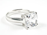 Classic Single Center Square Shape CZ Silver Ring