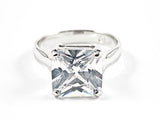 Classic Single Center Square Shape CZ Silver Ring