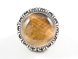Unique Center Tiger Eye Stone Antique Braided Textured Style Silver Ring