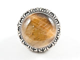Unique Center Tiger Eye Stone Antique Braided Textured Style Silver Ring