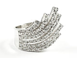 Beautiful Elegant Rising Wave Design Shape Form CZ Silver Ring