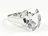 Classic Single & Center Square Shape CZ Silver Ring