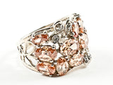 Beautiful Unique Mix Shape Stone Mosaic Pattern Butterfly Topaz CZ Silver Ring