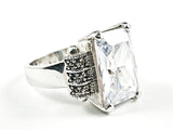 Nice Trillion Style Rectangle Shape With Side Dark Marcasite Stones Design Silver Ring