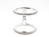 Elegant Minimal Style Open Thin Top & Bottom CZ Design Silver Ring