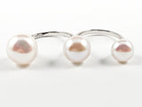 Unique Center Pearl Double Two Finger Silver Ring