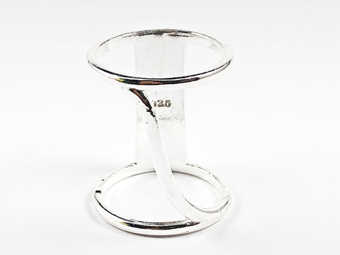 Simple Minimal Shiny Metallic Style Open Thin Twist Design Silver Ring
