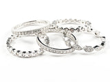 Beautiful Elegant 5 Piece Mix Design Eternity Band Silver Ring Set