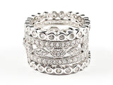 Beautiful Elegant 5 Piece Mix Design Eternity Band Silver Ring Set