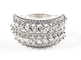 Elegant Multi Row Mix Shape CZ Setting Silver Ring