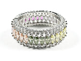 Elegant Multi Color Large Marquise Shape CZ Middle Row Eternity Silver Ring