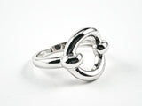 Elegant Cute Center Open Circle Shiny Metallic Silver Tone Silver Ring