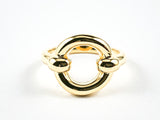 Elegant Cute Center Open Circle Shiny Metallic Gold Tone Silver Ring
