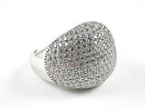 Elegant Micro Pave CZ Large Dome Silver Ring