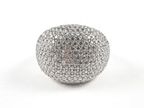 Elegant Micro Pave CZ Large Dome Silver Ring