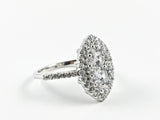 Elegant Marquise Shape Form Micro CZ Silver Ring