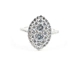 Elegant Marquise Shape Form Micro CZ Silver Ring