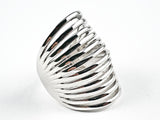 Elegant Long Elongated Multi Row & Layer Design Shiny Silver Ring
