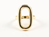 Elegant Open Oval Shape Solid Shiny Metallic Design Gold Tone Silver Ring