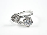 Elegant Duo Wrap Design Micro CZ Silver Ring