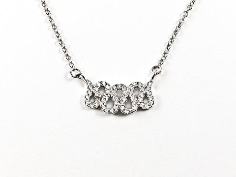 Unique Dainty Curvy Design CZ Silver Necklace