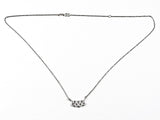 Unique Dainty Curvy Design CZ Silver Necklace