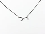 Dainty Delicate Branch Design CZ Silver Necklace