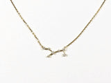 Dainty Delicate Branch Design Gold Tone CZ Silver Necklace
