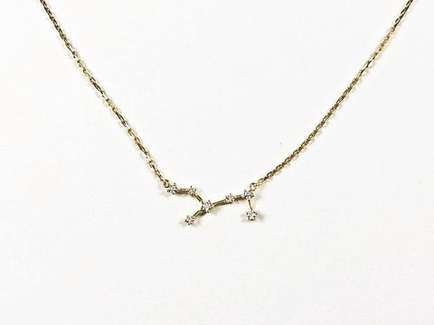 Dainty Delicate Branch Design Gold Tone CZ Silver Necklace