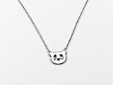 Cute Fun Panda Face Design Silver Tone Matte Silver Necklace