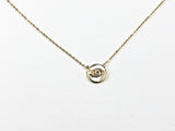Nice Round Shape Evil Eye Round Mother Of Pearl Gold Tone CZ Silver Necklace