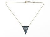 Unique Triangle Shape With Creative Pattern CZ Silver Necklace