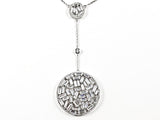 Beautiful Long Layered Mix Shape CZ Elegant Style Silver Necklace