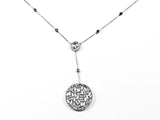 Beautiful Long Layered Mix Shape CZ Elegant Style Silver Necklace