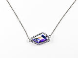 Unique Shape Aurora Borealis CZ Silver Necklace