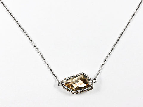 Unique Shape Topaz CZ Silver Necklace