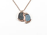 Cute Fun Elegant Baby Feet Pair Design Pink Gold Tone Silver Necklace
